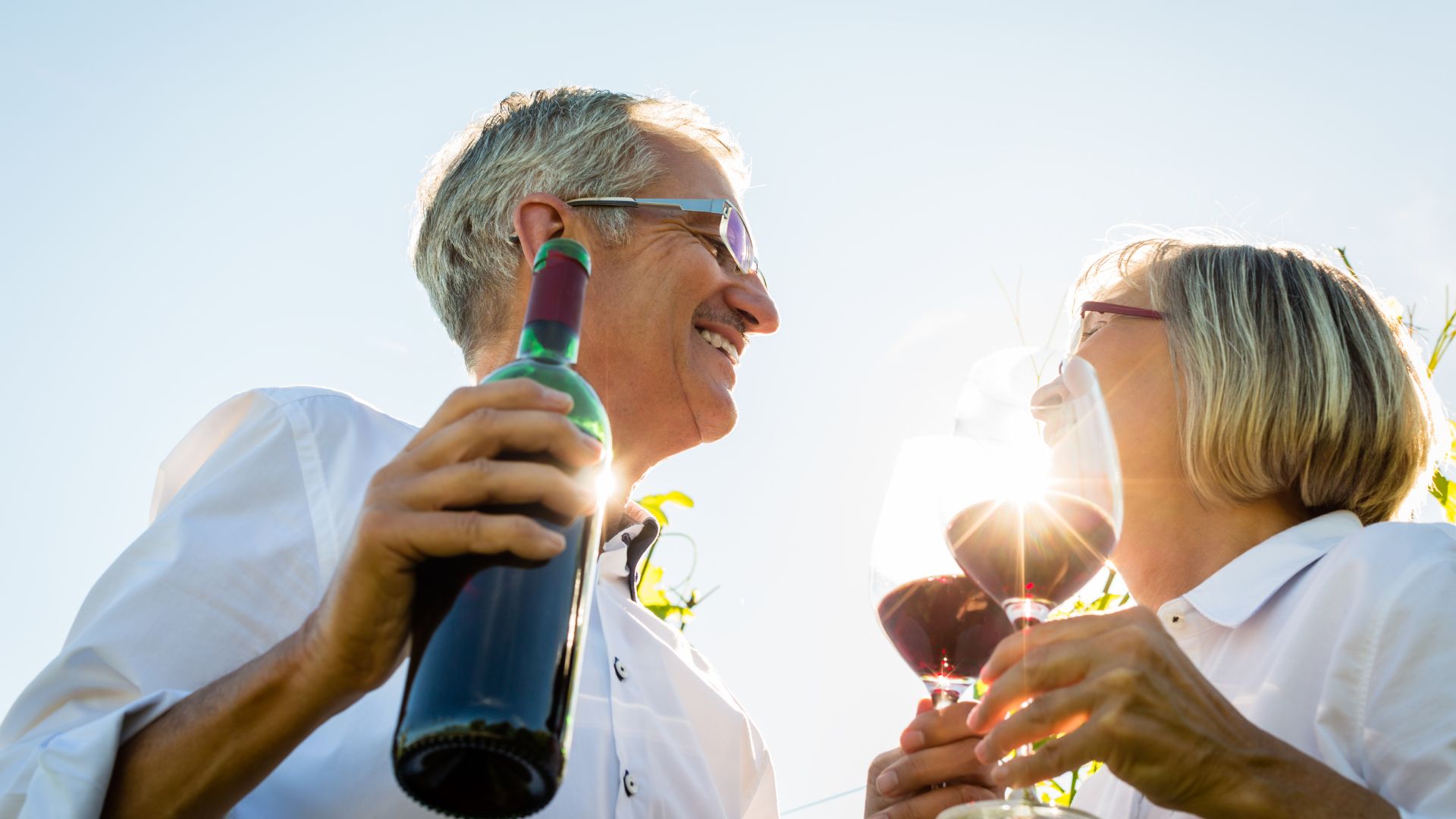Couple toasting wine